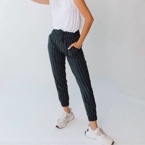 Albion Fit Destination Joggers in Navy Pinstripe